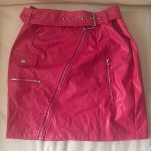 PrettyLittleThing Hot Pink Mini Skirt with Zipper Accents